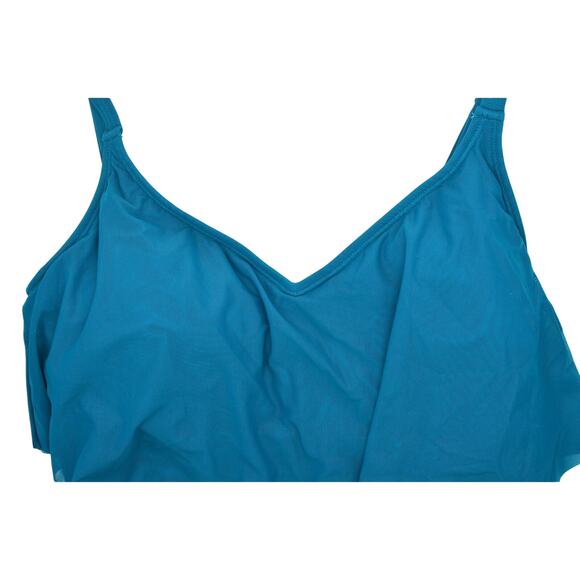 Coco Reef Flourish Bra Sized Tier Mesh Underwire Tankini Top In Teal Cove